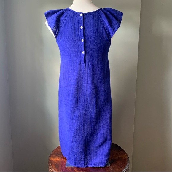 Girl's Du Pareil au même Blue "Mintrobe" Cap Sleeve Shift Dress - Picture 4 of 10